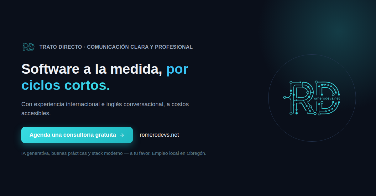 romerodevs.net: trato directo con el consultor, experiencia internacional